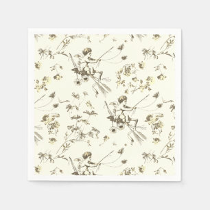 Niedliches Vintages Cupid Angel Gold Beige Blument Serviette