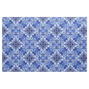 Niedliches Vintages Delft Blue Floral Pattern Stoff