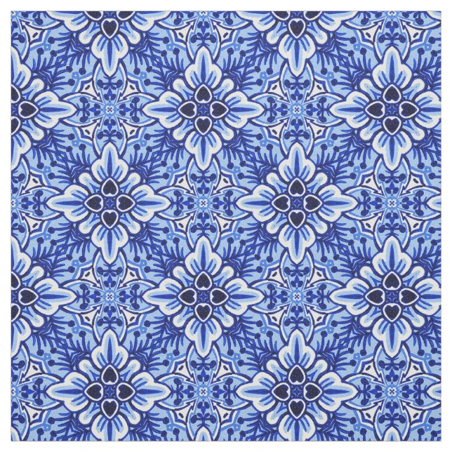 Niedliches Vintages Delft Blue Floral Pattern Stoff (Muster)