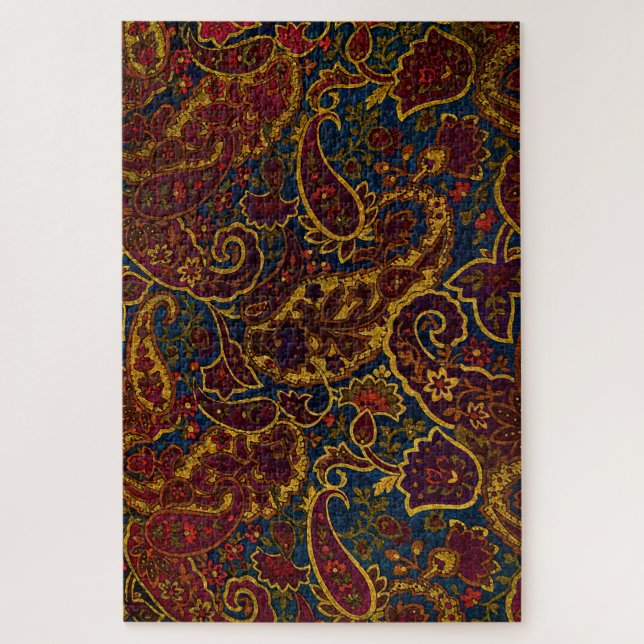 Niedliches Vintages dunkelbraunes Paisley-Design Puzzle (Vertikal)