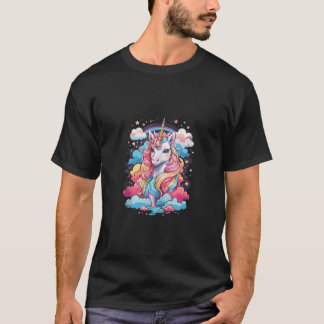 Niedliches Vintages Einhorn in einem Regenbogen Co T-Shirt