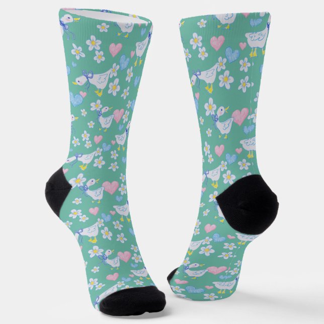 Niedliches Vintages Gänsemuster Socken (Gewinkelt)