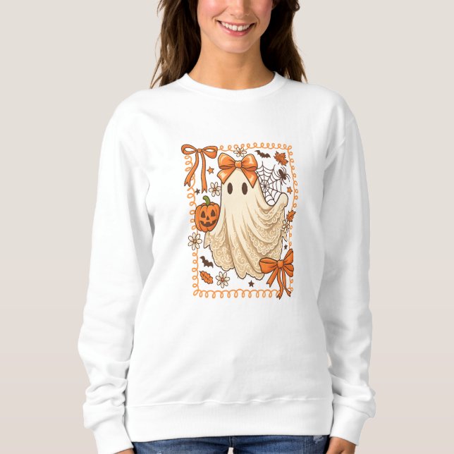Niedliches Vintages Ghost Halloween Sweatshirt (Vorderseite)