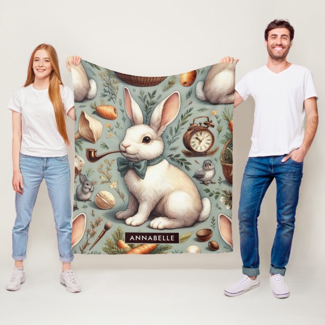 Niedliches Vintages Kaninchen Fleecedecke (Beispiel)