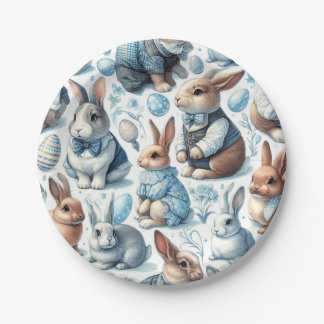 Niedliches Vintages Kaninchen Nahtlos Pappteller
