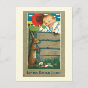 Niedliches Vintages Kind und Ostern Postkarte