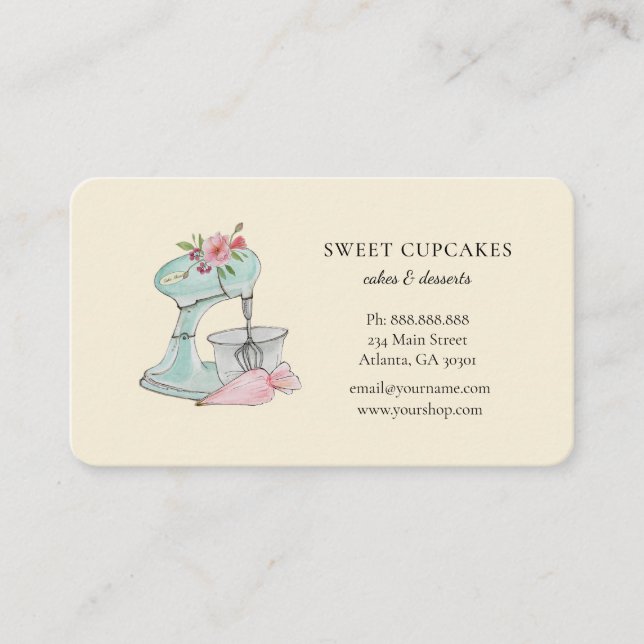 Niedliches Vintages Kuchen-Mischbacken Visitenkarte (Vorderseite)