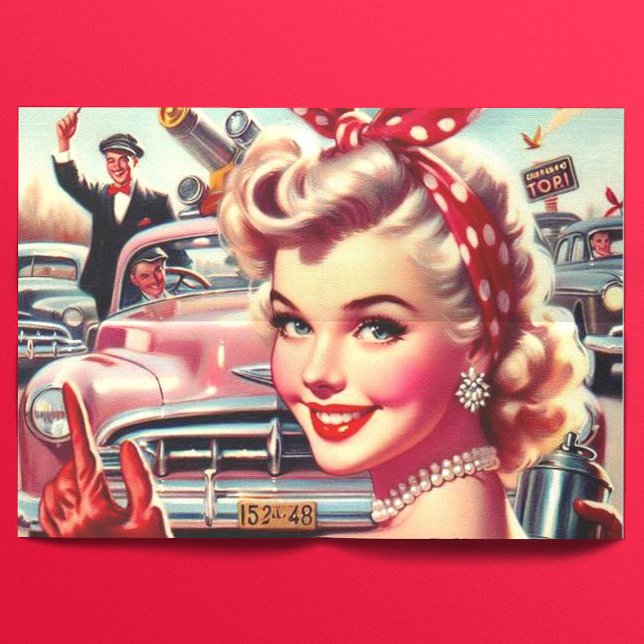 Niedliches Vintages Mädchen der 50er Jahre Seidenpapier (Von Creator hochgeladen)