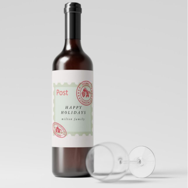 Niedliches Vintages Mail-Urlaubsweinetikett Weinetikett (Von Creator hochgeladen)