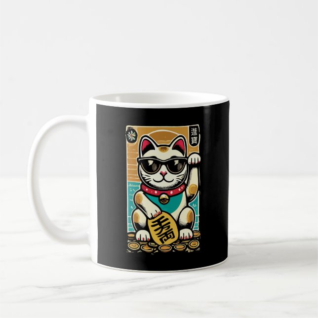 Niedliches Vintages Maneki Neko Lucky Cat, Erfolgs Kaffeetasse (Links)