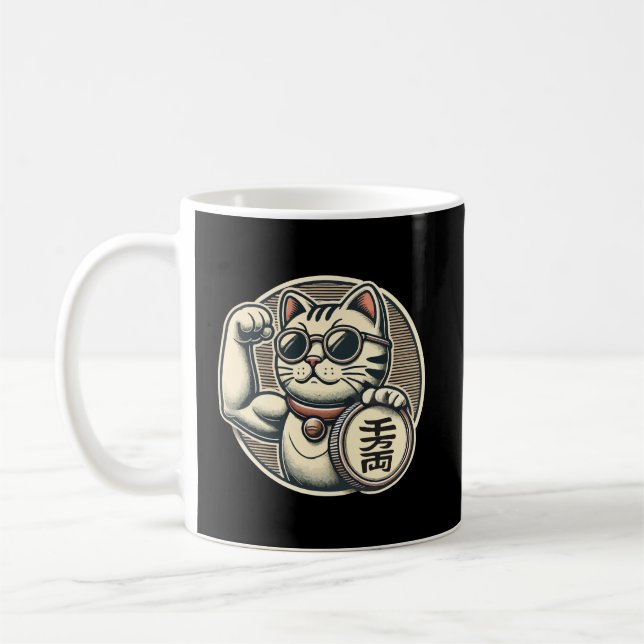 Niedliches Vintages Maneki Neko Lucky Cat, Erfolgs Kaffeetasse (Links)
