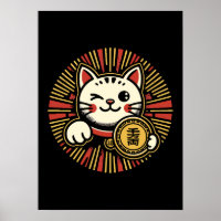Niedliches Vintages Maneki Neko Lucky Cat, Erfolgs