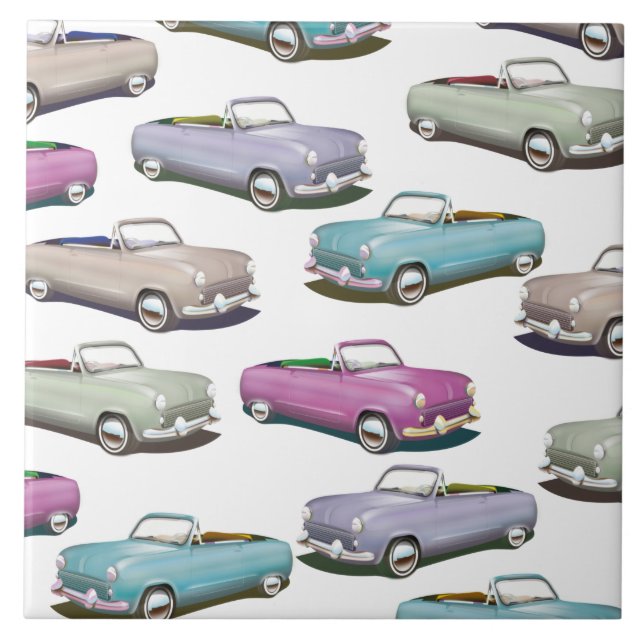Niedliches Vintages Oldtimer-Muster Fliese (Vorderseite)