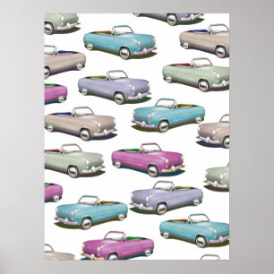 Niedliches Vintages Oldtimer-Muster Poster