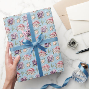 Niedliches Vintages Pink- und Weißblumenpechmuster Geschenkpapier