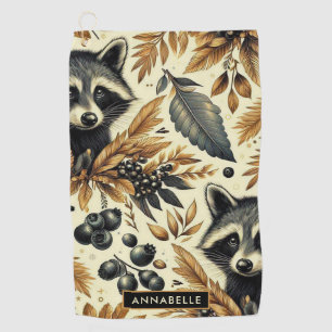 Niedliches Vintages Racoon Muster Golfhandtuch
