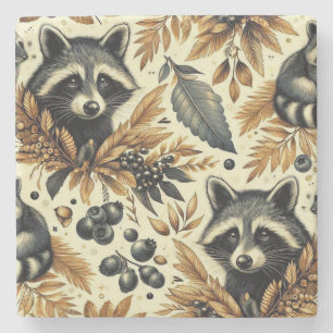 Niedliches Vintages Racoon Muster Steinuntersetzer