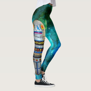 Niedliches Vintages retro, Metallspielzeugroboter Leggings