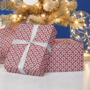 Niedliches Vintages Rosa Grün Muster Weihnachten Geschenkpapier
