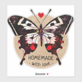 Niedliches Vintages Schmetterlingsherz hausgemacht Aufkleber
