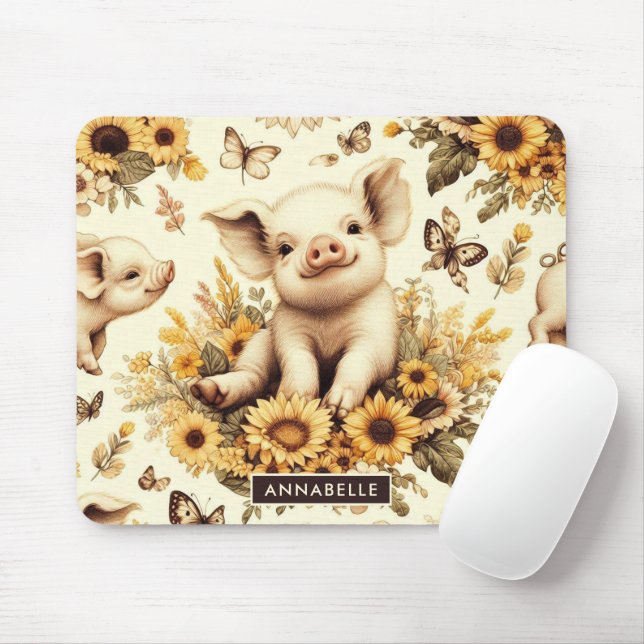 Niedliches Vintages Sonnenblumenmuster Mousepad (Mit Mouse)