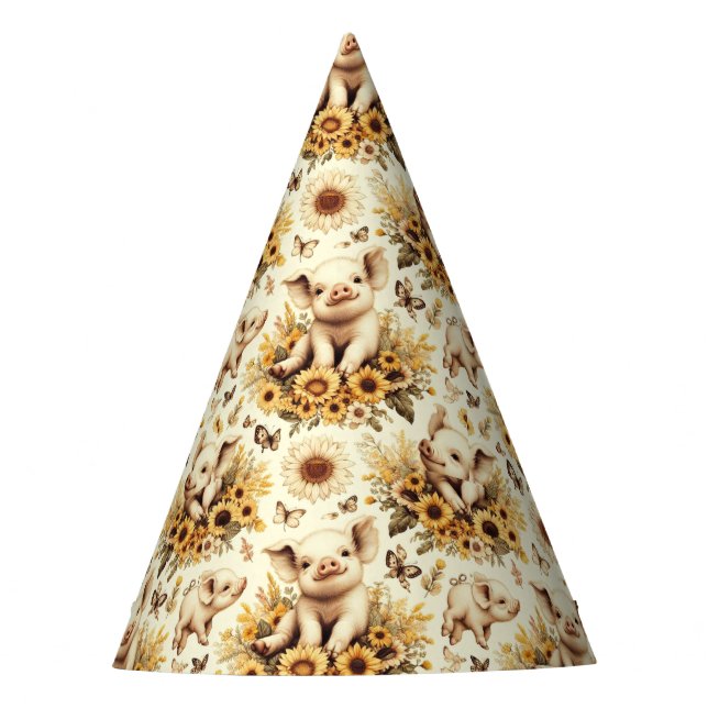 Niedliches Vintages Sonnenblumenmuster Partyhütchen (Vorderseite)