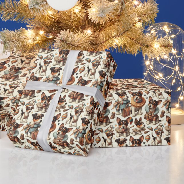 Niedliches Vintages Spielzeug Fox Terrier Nahtlos Geschenkpapier (Feiertage)