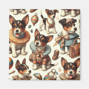 Niedliches Vintages Spielzeug Fox Terrier Nahtlos Magnet