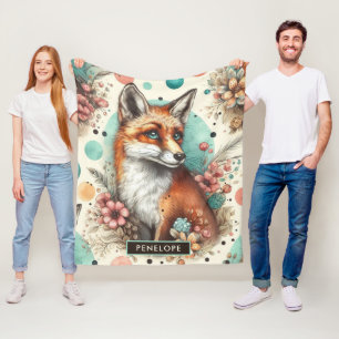 Niedliches Vintages Watercolo Fox Gemälde Fleecedecke