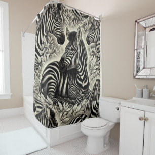 Niedliches Vintages Zebra-Muster Duschvorhang