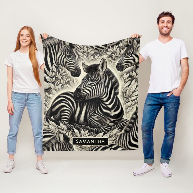 Niedliches Vintages Zebra-Muster Fleecedecke (Beispiel)