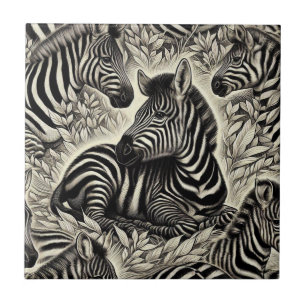 Niedliches Vintages Zebra-Muster Fliese