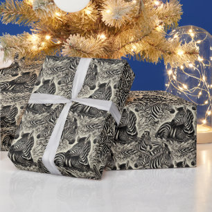Niedliches Vintages Zebra-Muster Geschenkpapier