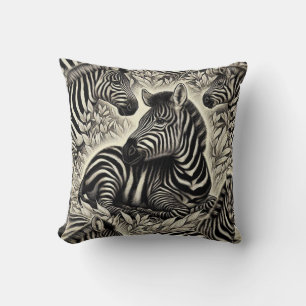 Niedliches Vintages Zebra-Muster Kissen