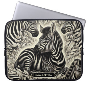 Niedliches Vintages Zebra-Muster Laptopschutzhülle