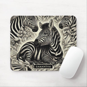 Niedliches Vintages Zebra-Muster Mousepad
