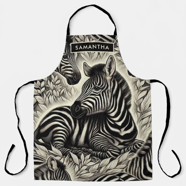 Niedliches Vintages Zebra-Muster Schürze (Vorderseite)