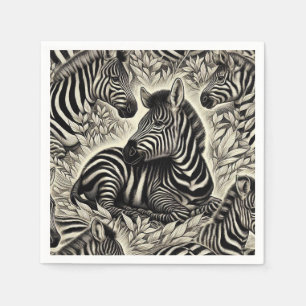 Niedliches Vintages Zebra-Muster Serviette
