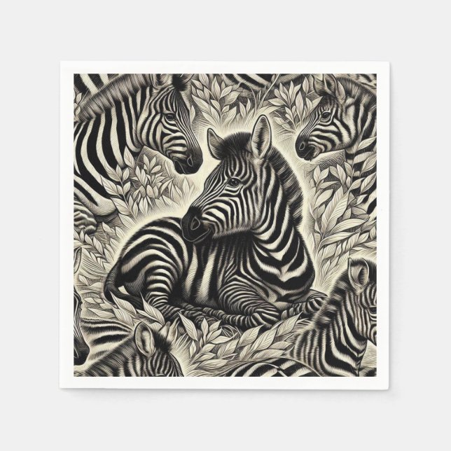 Niedliches Vintages Zebra-Muster Serviette (Vorderseite)
