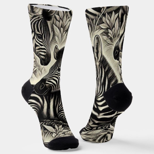 Niedliches Vintages Zebra-Muster Socken (Gewinkelt)