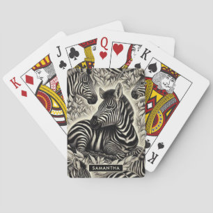 Niedliches Vintages Zebra-Muster Spielkarten