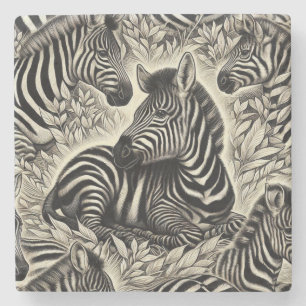 Niedliches Vintages Zebra-Muster Steinuntersetzer