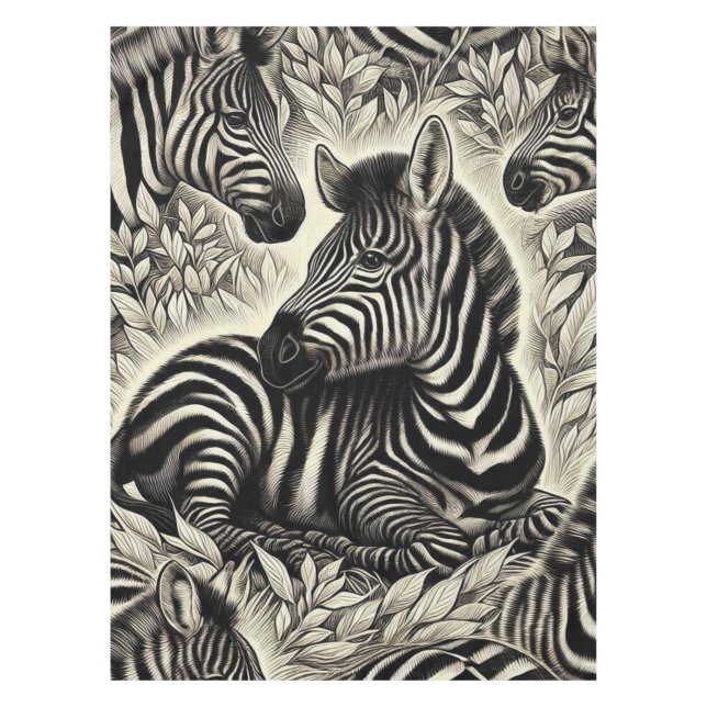 Niedliches Vintages Zebra-Muster Tischdecke (Vorderseite)