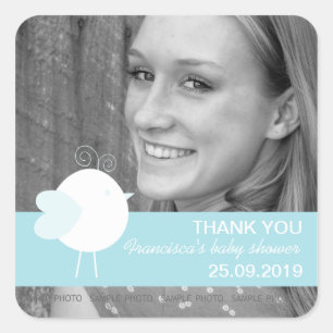 Niedliches Vogel-Baby-Duschen-Bevorzugungs-Foto Quadratischer Aufkleber