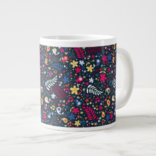 niedliches Vogel- und Blumenmuster Jumbo-Tasse