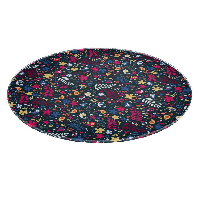 niedliches Vogel- und Blumenmuster Schneidebrett (Ecke)