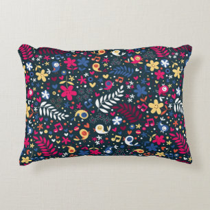 niedliches Vogel- und Blumenmuster Zierkissen