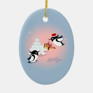 Niedliches Vogel-Weihnachtsgeschenk Keramikornament