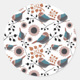 Niedliches Vogelmuster von Chickadee Runder Aufkleber