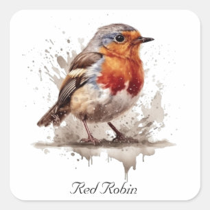 Niedliches Vogelrottentrobin individuell anpassbar Quadratischer Aufkleber